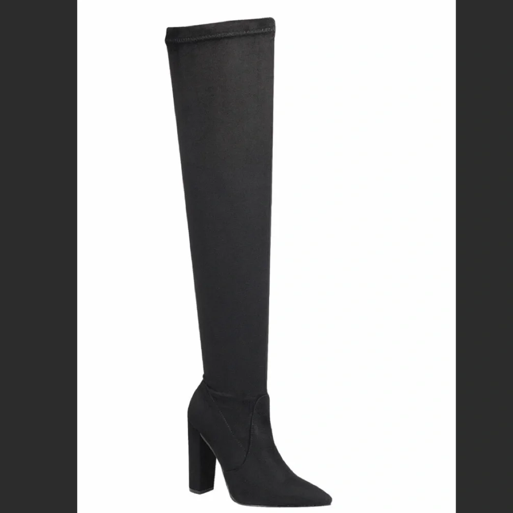 Black Over The Knee Boots Pointed Toe